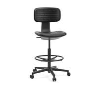 hjh Office Top Work B Chaise de Travail, avec Dossier Ergonomique, réglable en Hauteur, siège en polyuréthane antidérapant, Anneau de Pied réglable, Noire