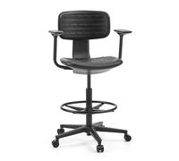 hjh Office Top Work B1 Chaise de Travail avec Dossier Ergonomique réglable en Hauteur avec accoudoirs et Anneau de Pied réglable Noir