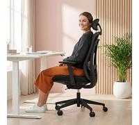 hjh Office Vivadapt Chaise de Bureau Professionnelle pivotante Ergonomique avec appuie-tête réglable, accoudoirs 3D, réglage de la Profondeur du siège, mécanisme synchrone Noir