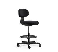 hjh Office Work MF2 Chaise de Travail Ergonomique pivotante avec Dossier réglable en Hauteur, Hauteur d'assise et Anneau de Pied, piètement en Nylon Solide, Noir