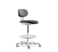hjh OFFICE Work MF2 W Chaise de travail ergonomique pivotante avec dossier réglable en hauteur, hauteur d'assise et anneau de pied, pied en nylon solide, blanc