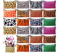 HJHB1WL Lot de 24 trousses de maquillage en toile avec fermeture éclair pour homme et femme, 17,8 x 10,2 cm (cœur), 1 couleur, Leopard Print
