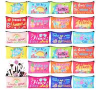 HJHB1WL Lot de 24 trousses de maquillage en toile avec fermeture éclair pour homme et femme, 17,8 x 10,2 cm (cœur), 1 couleur, Beach