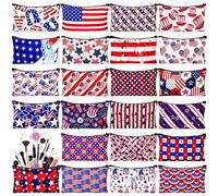 HJHB1WL Lot de 24 trousses de maquillage en toile avec fermeture éclair pour homme et femme, 17,8 x 10,2 cm (cœur), 1 couleur, Patriotic