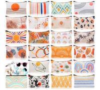 HJHB1WL Lot de 24 trousses de maquillage en toile avec fermeture éclair pour homme et femme, 17,8 x 10,2 cm (cœur), 1 couleur, Boho