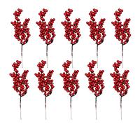 HJHIWE Lot de 20 tiges de baies rouges artificielles, 21,6 cm, branches de houx rouges, décoration de Noël, arrangement de fleurs pour sapin de Noël, loisirs créatifs, décoration de vacances et de