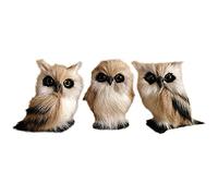 HJHIWE Lot de 3 hiboux artificiels en fourrure - Décoration de Noël faite à la main - Chouettes artificielles à plumes réalistes - Chouette blanche sur pied - Décoration pour la maison, les