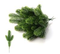 HJHIWE Lot de 60 branches de pin artificielles vertes de 24 cm pour arrangements floraux de Noël, couronnes, décoration de vacances.