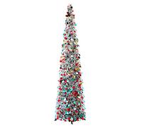 HJHIWE Sapin de Noël artificiel pliable avec support - 1,5 m - Guirlande pailletée - Facile à assembler - Pour décoration d'intérieur/extérieur