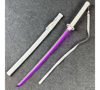 HJHUUA Katana en Bois Blanc de 100 cm,Bokken Fait Main avec Bande Lumineuse Violette,Katana en Bambou pour entraînement de Kendo,Cosplay,fête,Cadeau