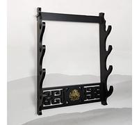 HJHUUA (Montage Mural) Stands d'épée en Bois Noir,Design Creux Classique,Rack d'affichage Samurai Sword Katana