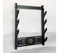 HJHUUA (Montage Mural) Stands d'épée en Bois Noir,Design Creux Classique,Rack d'affichage Samurai Sword Katana