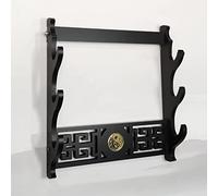 HJHUUA (Montage Mural) Stands d'épée en Bois Noir,Design Creux Classique,Rack d'affichage Samurai Sword Katana