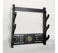 HJHUUA (Montage Mural) Stands d'épée en Bois Noir,Design Creux Classique,Rack d'affichage Samurai Sword Katana