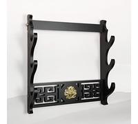 HJHUUA (Montage Mural) Stands d'épée en Bois Noir,Design Creux Classique,Rack d'affichage Samurai Sword Katana