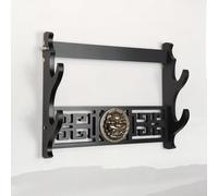 HJHUUA (Montage Mural) Stands d'épée en Bois Noir,Design Creux Classique,Rack d'affichage Samurai Sword Katana