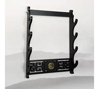 HJHUUA (Montage Mural) Stands d'épée en Bois Noir,Design Creux Classique,Rack d'affichage Samurai Sword Katana