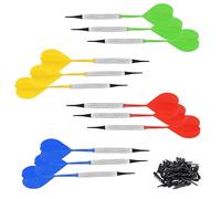 HJIAMA 12 Pièces Fléchettes avec 36 Têtes Interchangeables, Fléchettes en Plastique de Haute Qualité, 4 Couleurs, Corps en Fer, Idéales pour Débutants et Entraînements Avancés