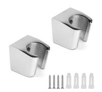 HJIAMA 2 Pièces Support de Douche Alliage Zinc, Support Douchette Mural avec Vis, Support Pommeau de Douche Argent, Support douchette pour Douchette Salle Bain