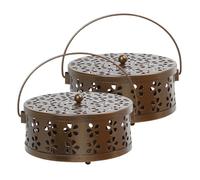 HJIAMA 2 Pièces Support Encens, Construction Creuse, Fer Classique Spirale Moustique, Coupe-Vent Porte Encens, sûr Portable, Adapté Maison, Camping et aux Voyages
