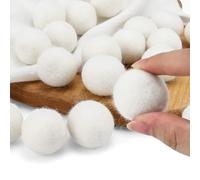 HJIAMA 20 Pièces Boule de Séchage, Boule Seche Linge, Blanc, Fabriqué en 100% Pure Laine, Rapide Boules de Séchage, Convient pour Absorber les Peluches, Sécher les Vêtements