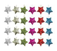 HJIAMA 24 Pièces Decoration Sapin Noel, Étoile De Noel Stéréoscopique 3D Mini Etoile avec Cordon pour Décorer Arbres de Noël, Anniversaires, Fêtes
