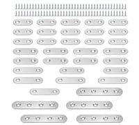 HJIAMA 35 Pièces Équerre de Fixation, Equerre de Fixation en Acier Inoxydable, Argent, avec vis de Montage, 4 Tailles, Équerre Métallique, Convient pour Fixer Tables, Chaises, Canapés