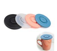 HJIAMA 4 Pièces Couvercle Silicone, Couvercle Boite de Conserve avec Trous Croisés, Réutilisable Couvercle Conserve, pour Tasses Verre, Tasses Café, Tasses Eau