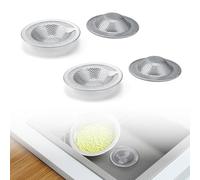 HJIAMA 4 Pièces Grille Evier Ø 7,6 cm Filtre Evier Cuisine Hauteur 1,5 cm, avec Poignée Forme Coeur Grille Evier Cuisine Acier Inoxydable, Bouchon Evier Cuisine pour Salle Bain Balcon