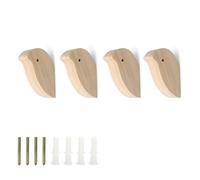 HJIAMA 4 Pièces Patères Individuellement Forme D'oiseau, Crochets Muraux Bois, Decorative Coat Hooks avec Montage Vis, Forte Capacité Charge, pour Suspendre Vêtements, Sacs, Serviettes
