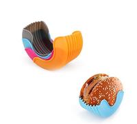 HJIAMA 4 pièces Porte Hamburger, Porte Hamburger Silicone, Conception Pliable, Pas Facile à Coller, Pas Facilement Déformable, Presse Burger, Convient pour Conserver des Hamburgers, du Pain