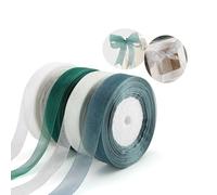 HJIAMA 4 Pièces Ruban, 2 cm × 45 M/Rouleau, Ruban Noel, Tissu en Mousseline, Toucher Délicat, pas Facile à Froisser, Ruban Tissu, Convient pour L'emballage de Cadeaux, Décoration de Mariage