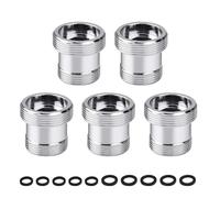 HJIAMA 5 Pièces Adaptateur Robinet, Connecteur en Aluminium, Conception de Filetage Externe, avec Bague D'étanchéité, Argent, Embout Robinet, Convient aux Robinets et aux Raccords de Tuyaux