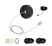 HJIAMA 6 Pièces Cache Trou Plafond, Auvent Noir 1 Mètre de Long, Diamètre Rosace Cache Fil 6 cm, pour Salon, Chambre et Cuisine