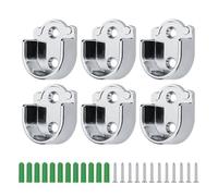 HJIAMA 6 Pièces Support Tringle Penderie, Support Tringle Rideaux, 25 mm Alliage Zinc Barre Penderie avec Vis pour Tube D'expansion, pour Salle Bain, Chambre Coucher Support D'armoire