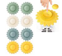 HJIAMA 8 Pièces 12,6 cm Filtre Evier, Forme Tournesol, Anti Odeur Protege Evier, Double Filtration, Filtre Baignoire en Silicone Anti Glisse, Adapté Lavabo, Salle de Bain, Cuisine