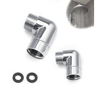 HJIAMA Adaptateur de Douchette 2 Pièces, Pommeau de Douche Coude, Conception Incurvée à 90 Degrés, Equipé de Rondelles, Surface Chromée, Douche Coude, Convient aux Pommes de Douche, Robinets