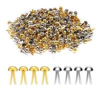 HJIAMA Attaches Parisiennes, 300 Pièces Scrapbooking à Tête Ronde, 8 mm Rond Mini attache Métal, Or et Argent Mini attache Pointe, pour Fixer Papiers, Cartes, Décorations