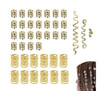 HJIAMA Bague Cheveux 40 Pièces, Alliage Bijoux Cheveux Tresse Vintage, Bijoux Cheveux Librement Réglable, pour Tresses Décoratives