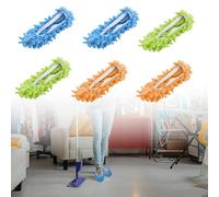 HJIAMA Chaussons mop 6 Pièces, Surchausson Tissu, Matériau Chenille, Bonne Absorption d'eau, Ouverture Élastique, Antidérapant Chausson, Convient pour Nettoyage des Sols, Protection des Semelles
