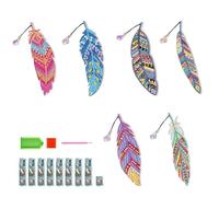 HJIAMA Diamant Painting Marque Page 6 Pièces, Marque Page Peinture Diamant avec Pendentif, Pendentifs et Outils, Marque-Pages Plume, pour Marque Page, Pendentifs, Décorations