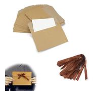 HJIAMA Enveloppe Kraft 30 Pièces, Vintage Enveloppe Mariage avec Ruban et Carte Vierge, Carte Mariage Félicitation, pour Cartes Voeux, Cartes Remerciement, Invitations