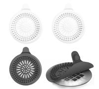 HJIAMA Filtre Evier, 4 Pièces Filtre Douche Cheveux, Anti Cheveux Douche avec Ventouse, Antiblocage, Siphon Silicone, Filtre D'évier, pour Salle Bain, Cuisine