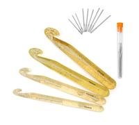 HJIAMA Kit de Crochet Tricot de Cristal - 4 Pièces avec Grandes Aiguilles et Aiguille à Broder - Pour Tapis Tissés, Mèches, Broderie