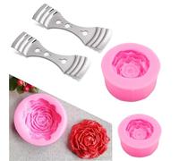 HJIAMA Moule Bougie Silicone 2 Pièces, Moule Bougie Fleur Facile Enlever Démouler, Moule Bougie Motif Pivoine, Forte Ductilité, Convient pour Décoration et Fabrication Artisanale