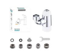 HJIAMA Mousseur pour Robinet, Extension Robinet, Argent, Rotatif à 360°, 4 Modes de bec D'eau, Flexible Robinet, Adapté aux Robinets de Cuisine et de Salle de Bain