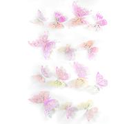 HJIAMA Papillon Decoration, 72 Pièces Stickers Papillon, Stéréoscopique Papillon Decoration Murale 3D, 3 Tailles, Coloré, pour Décoration Murale, Fêtes, Mariages