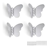 HJIAMA Patères Porte Manteaux 4 Pièces, Patere Murale en Acier Inoxydable, Surface Argentée, pas Facilement Féformable, avec vis de Montage, Patère Papillon, Convient pour Chambre, Salon, Balcon