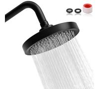 HJIAMA Pommeau Douche, 6 Pouces Shower Head, 1/2 Pouces Thread, Pommeau de Douche Noir, 360° Swivel, High Pressure Booster, pour Salles Bains, Bains Publics