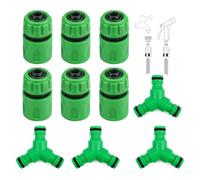 HJIAMA Raccord Tuyau Arrosage 4 Pièces, Séparateur de Tuyau en Y avec 6 Pièces 1/2 Connecteur Conduite D'eau, Raccord Tuyau D'arrosage Vert, pour Raccordement Conduite D'eau, Irrigation Jardin